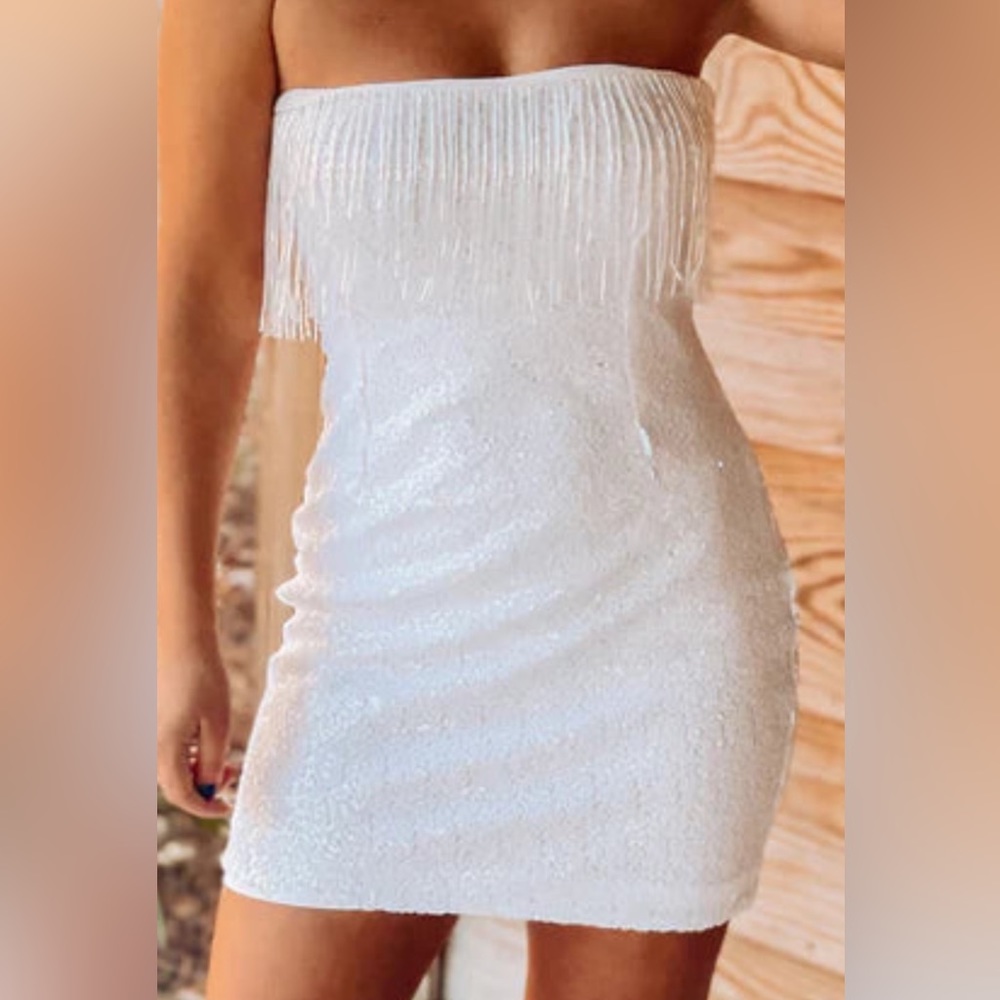 Strapless sequin dress